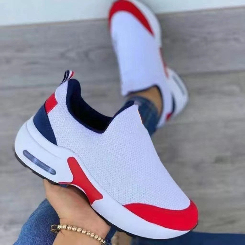 Sneakers Women's Fashion Stretch Round Toe Knit Footwear Design tyle