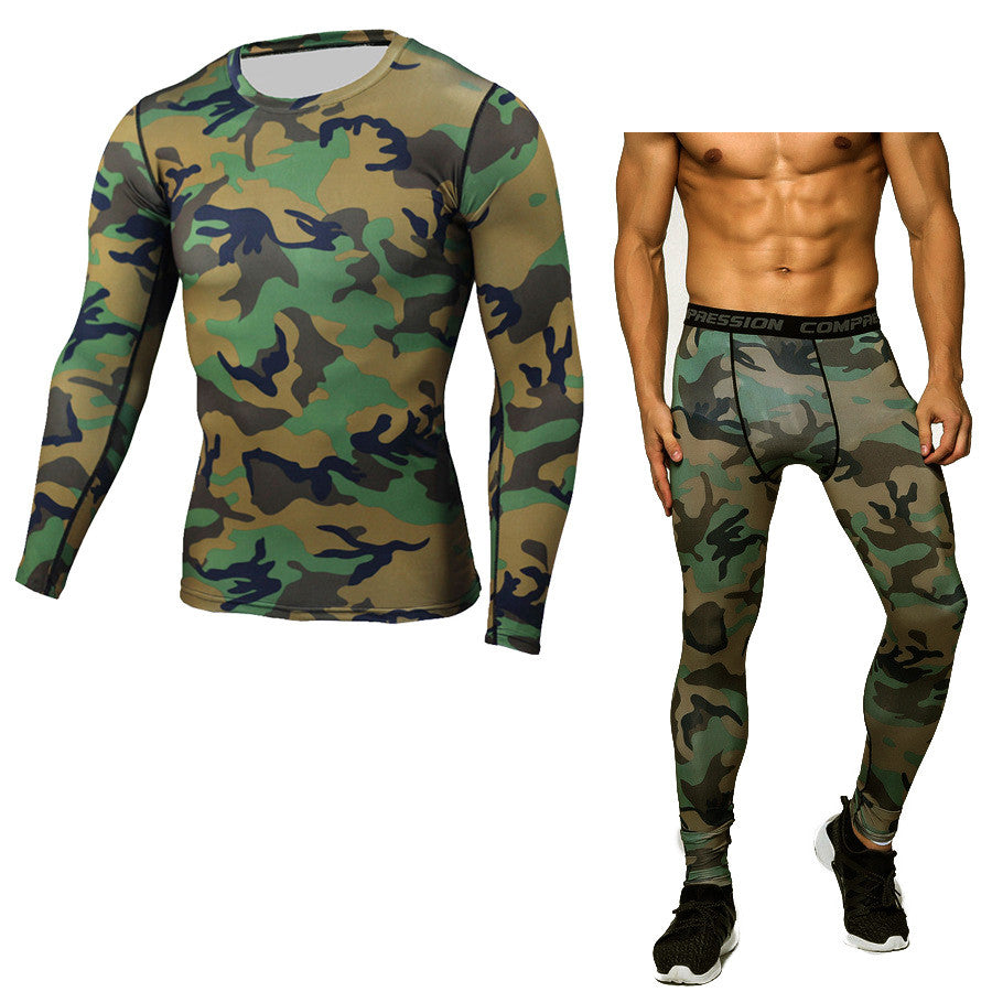 Camouflage Compression Baselayer Set Sports Compression Set Long Sleev