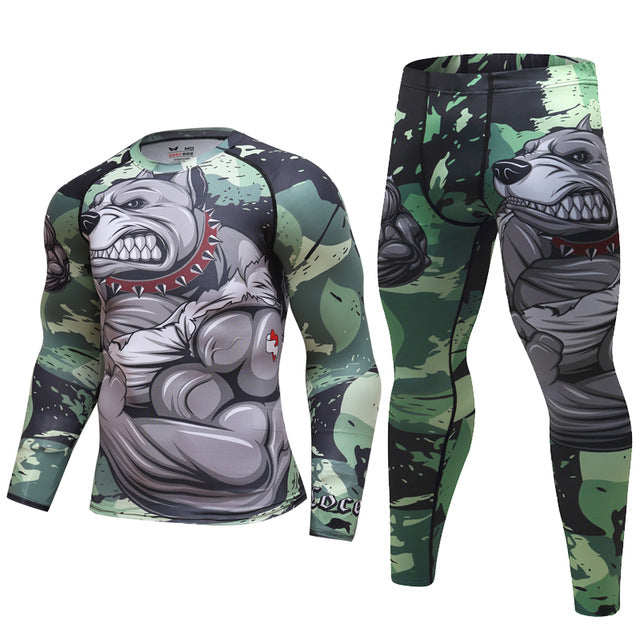 Tracksuit Mens Set 3D Animal Compression T-Shirt Pants Skin Motive SKA