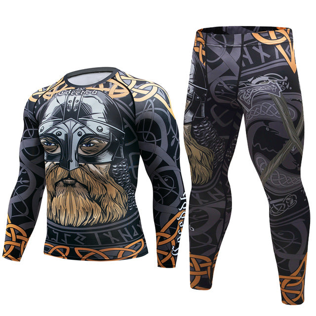 Tracksuit Mens Set 3D Animal Compression T-Shirt Pants Skin Motive SKA