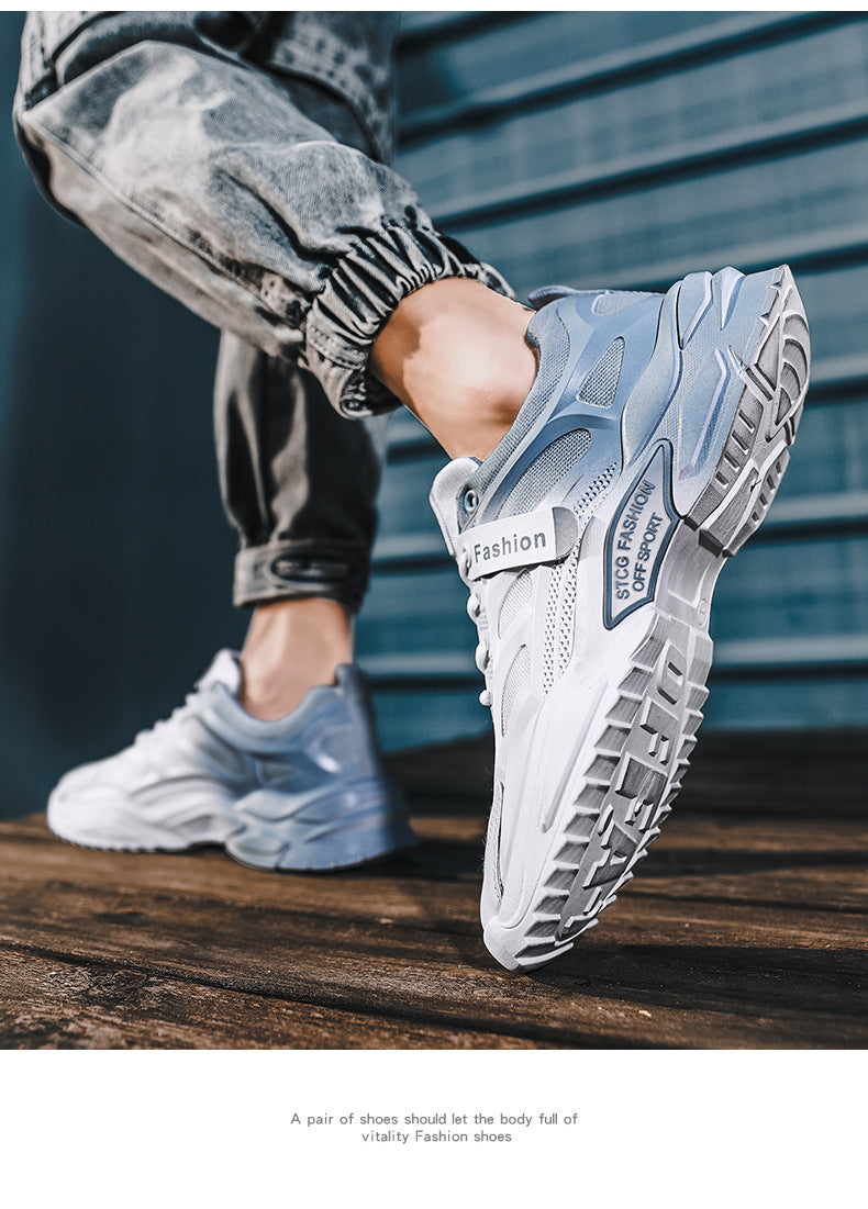 Sneaker Gradient White Shoes Breathable Mesh Thin Footwear Design Styl