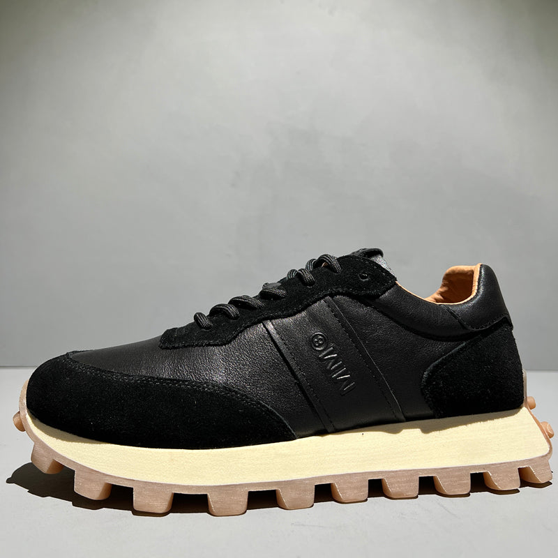 Shoes Mens Fashion Lace-up Head Leather Thick-soled Sports Footwear
