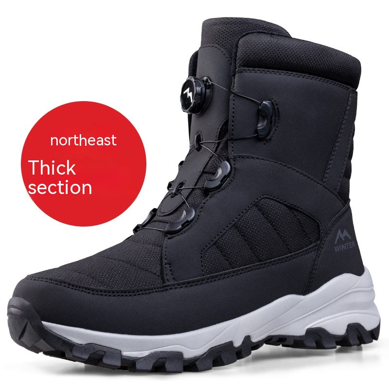 Boots Men's Button Snow Fleece-lined Thickened Women Footwear Design S