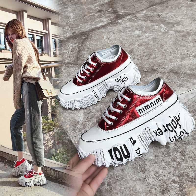 Sneakers Newspaper Trifle Bottom Trendy Casual Heightening Workout ABS