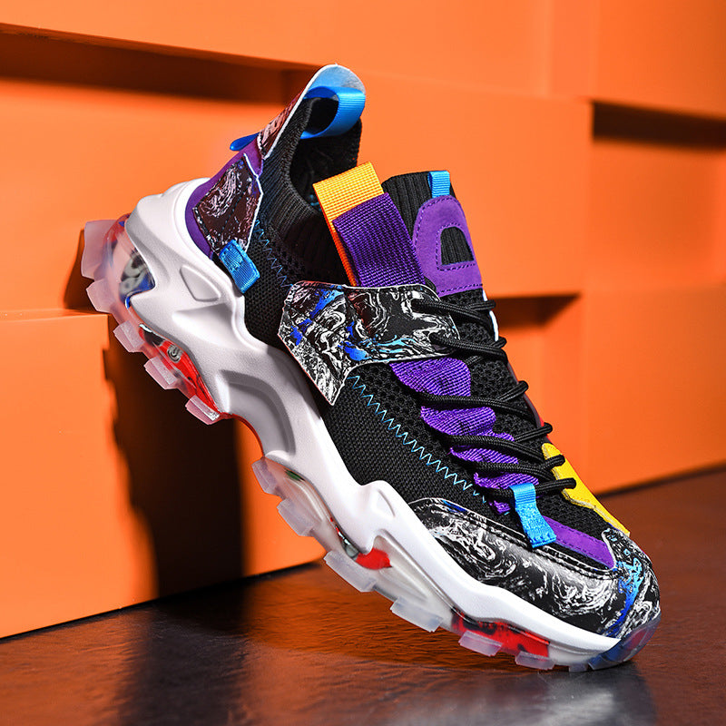 Shoes Breathable Fly Woven Mesh Men's Daddy Shoes Popcorn Running Snea