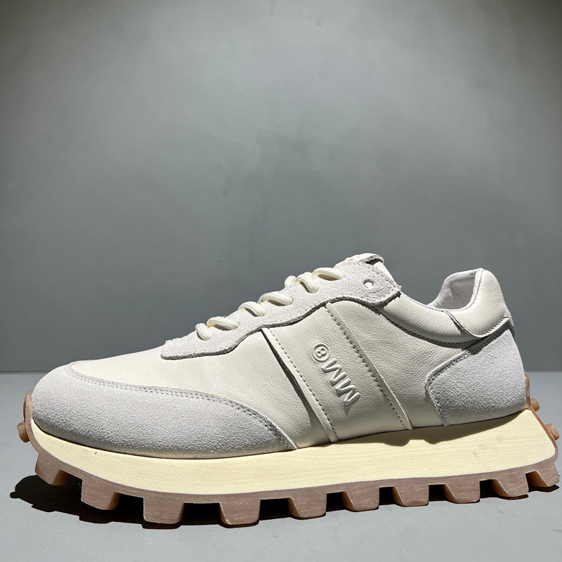 Shoes Mens Fashion Lace-up Head Leather Thick-soled Sports Footwear