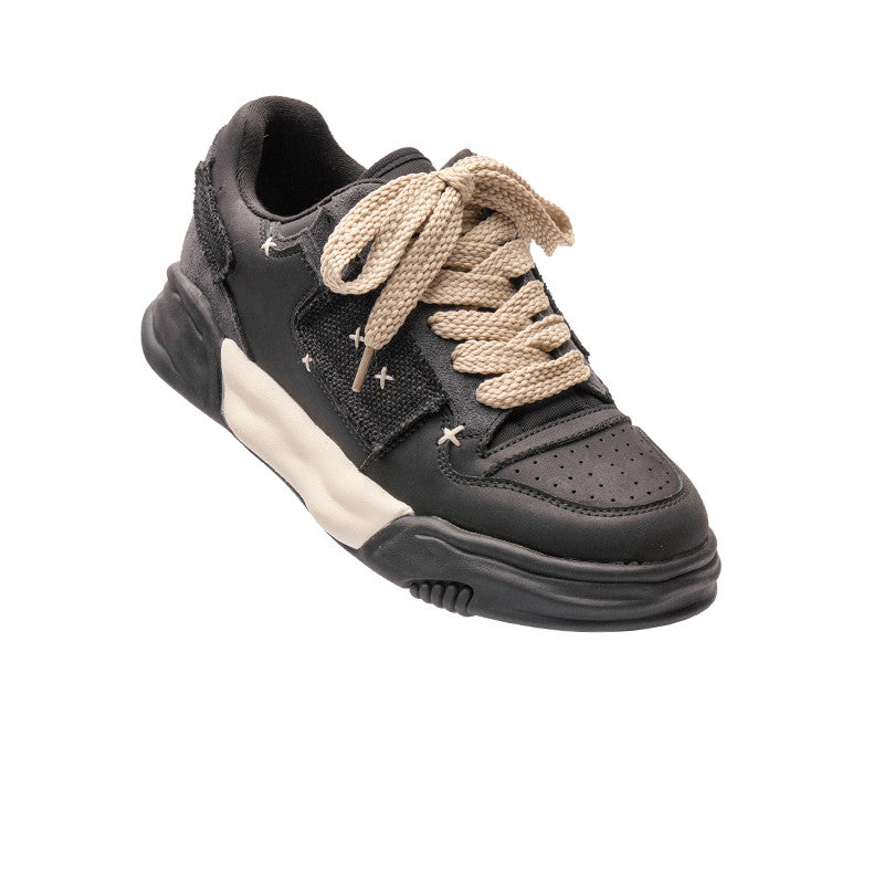 Shoes Men's Casual Versatile Patch Leather Vintage Footwear Workout St