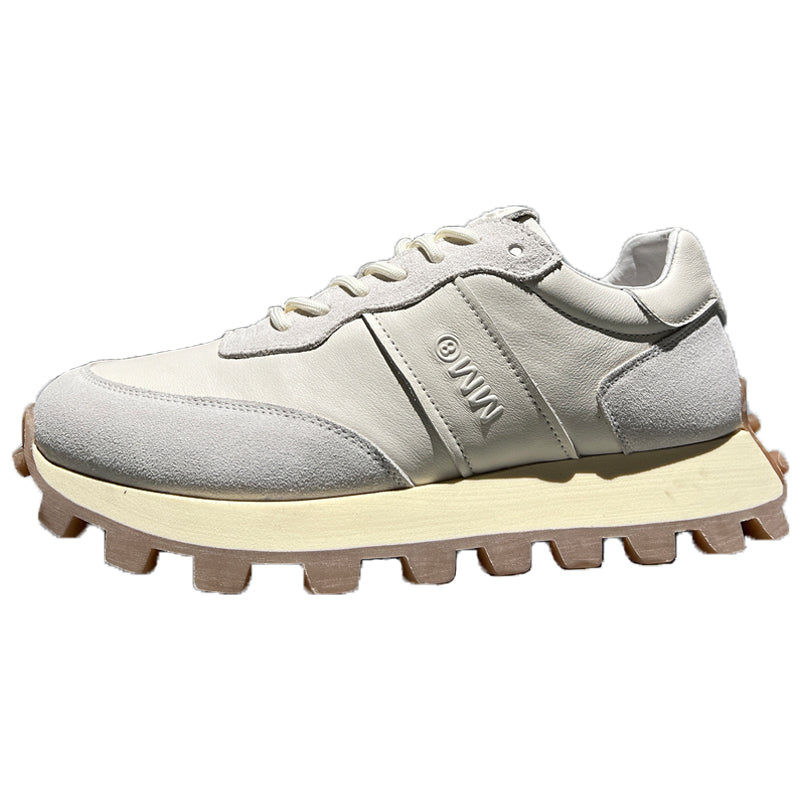 Shoes Mens Fashion Lace-up Head Leather Thick-soled Sports Footwear