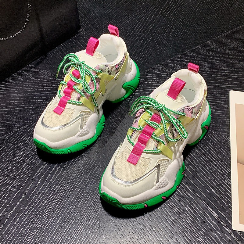 Sneakers Women Chunky Breathable Mesh Mixed Colors Tennis Sneaker Plat
