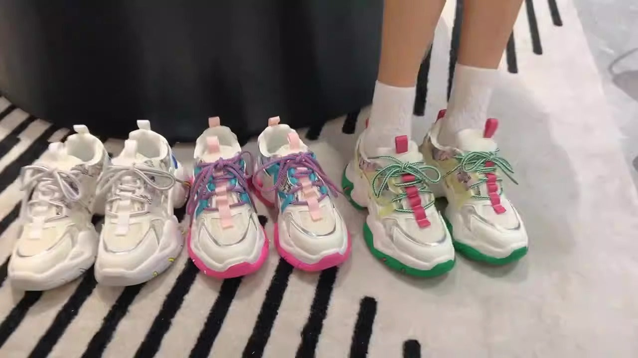 Sneakers Women Chunky Breathable Mesh Mixed Colors Tennis Sneaker Plat