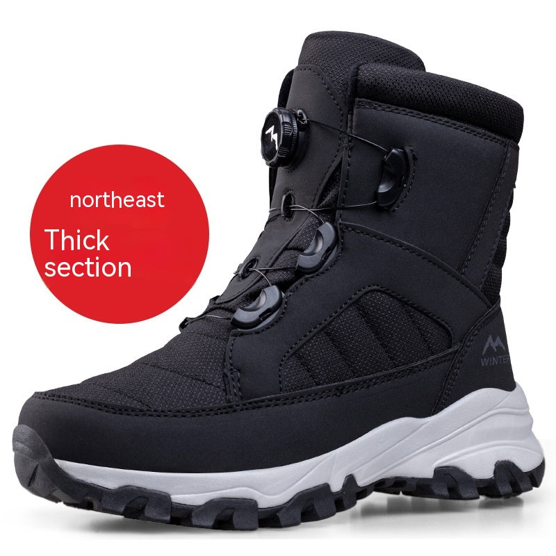Boots Men's Button Snow Fleece-lined Thickened Women Footwear Design S