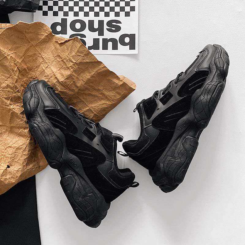 Sneakers All-match Platform Running All Black Footwear Shoes Comfort
