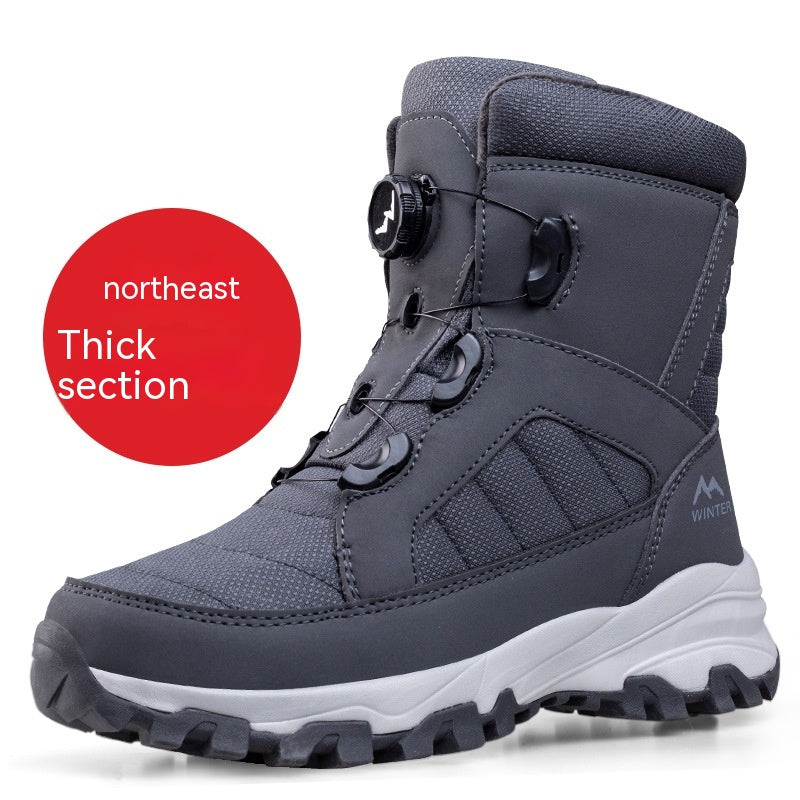 Boots Men's Button Snow Fleece-lined Thickened Women Footwear Design S