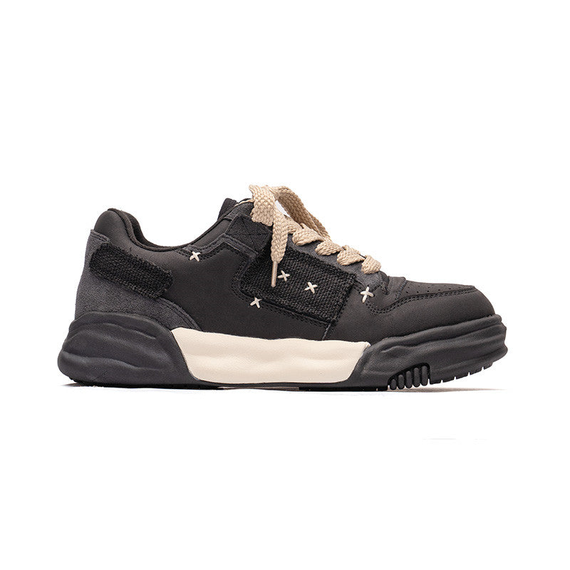 Shoes Men's Casual Versatile Patch Leather Vintage Footwear Workout St