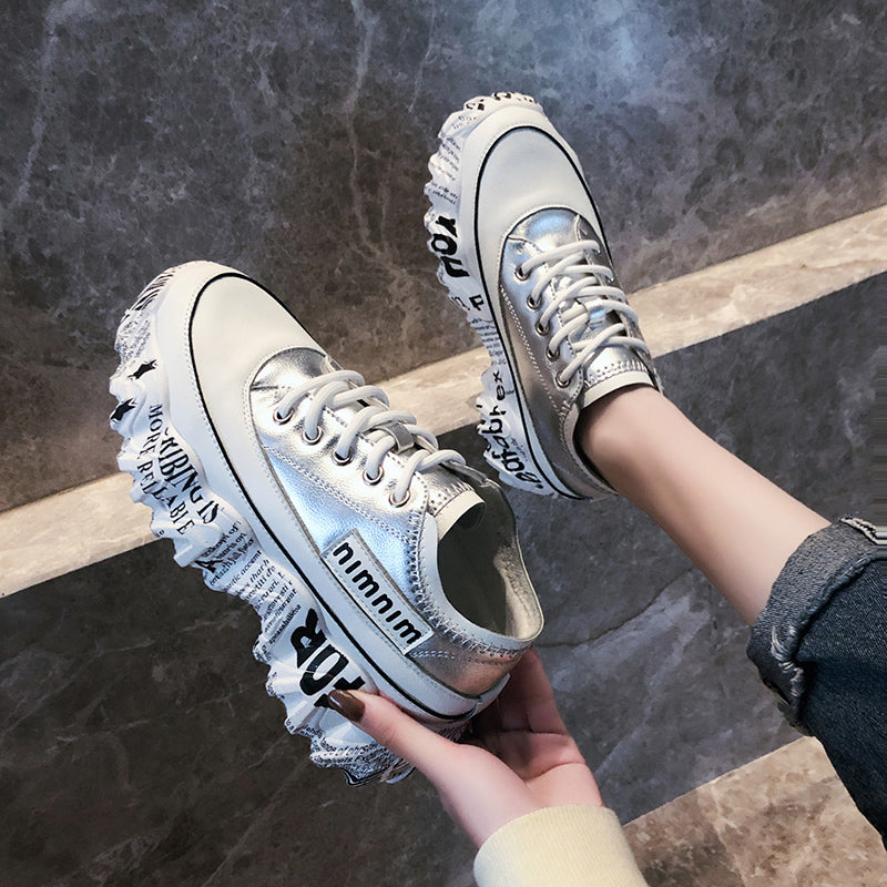 Sneakers Newspaper Trifle Bottom Trendy Casual Heightening Workout ABS