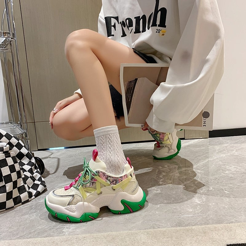 Sneakers Women Chunky Breathable Mesh Mixed Colors Tennis Sneaker Plat
