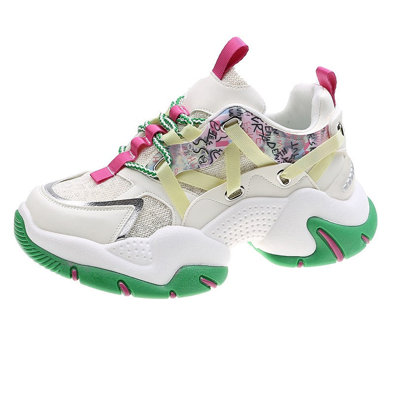 Sneakers Women Chunky Breathable Mesh Mixed Colors Tennis Sneaker Plat