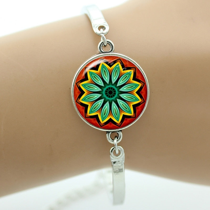 bracelet Indian henna Yoga jewelry om symbol colorful Mandala flower