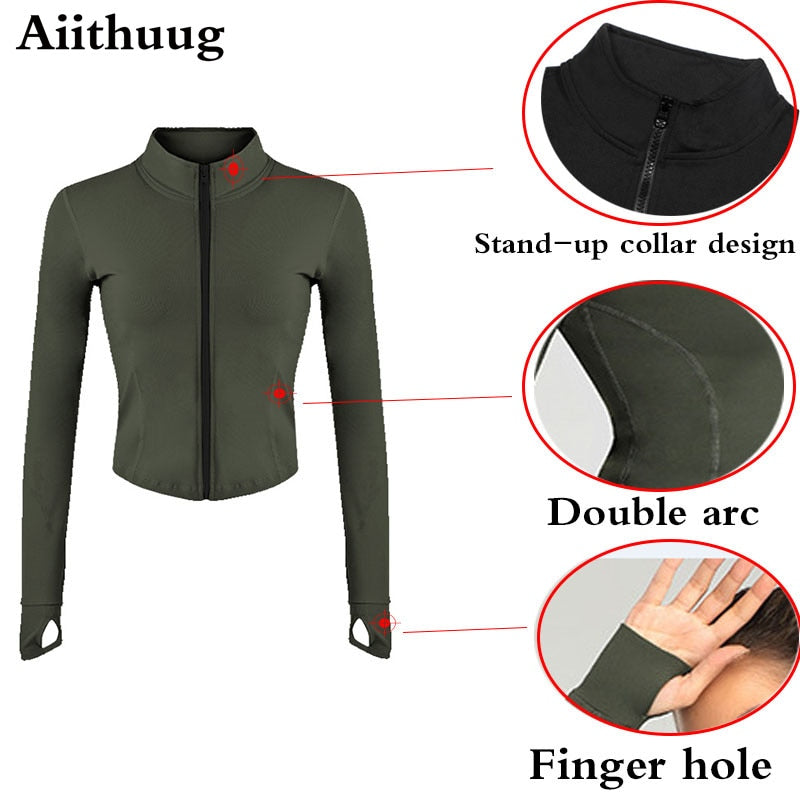 Jacket Women Full Zip-up Yoga Top Workout Running Fitness Comfortable