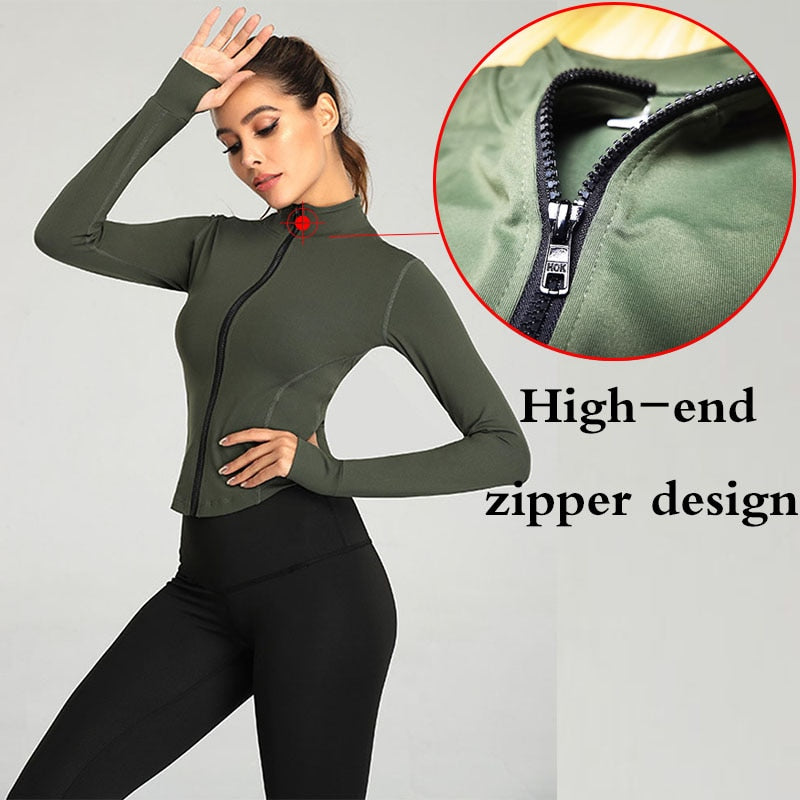 Jacket Women Full Zip-up Yoga Top Workout Running Fitness Comfortable