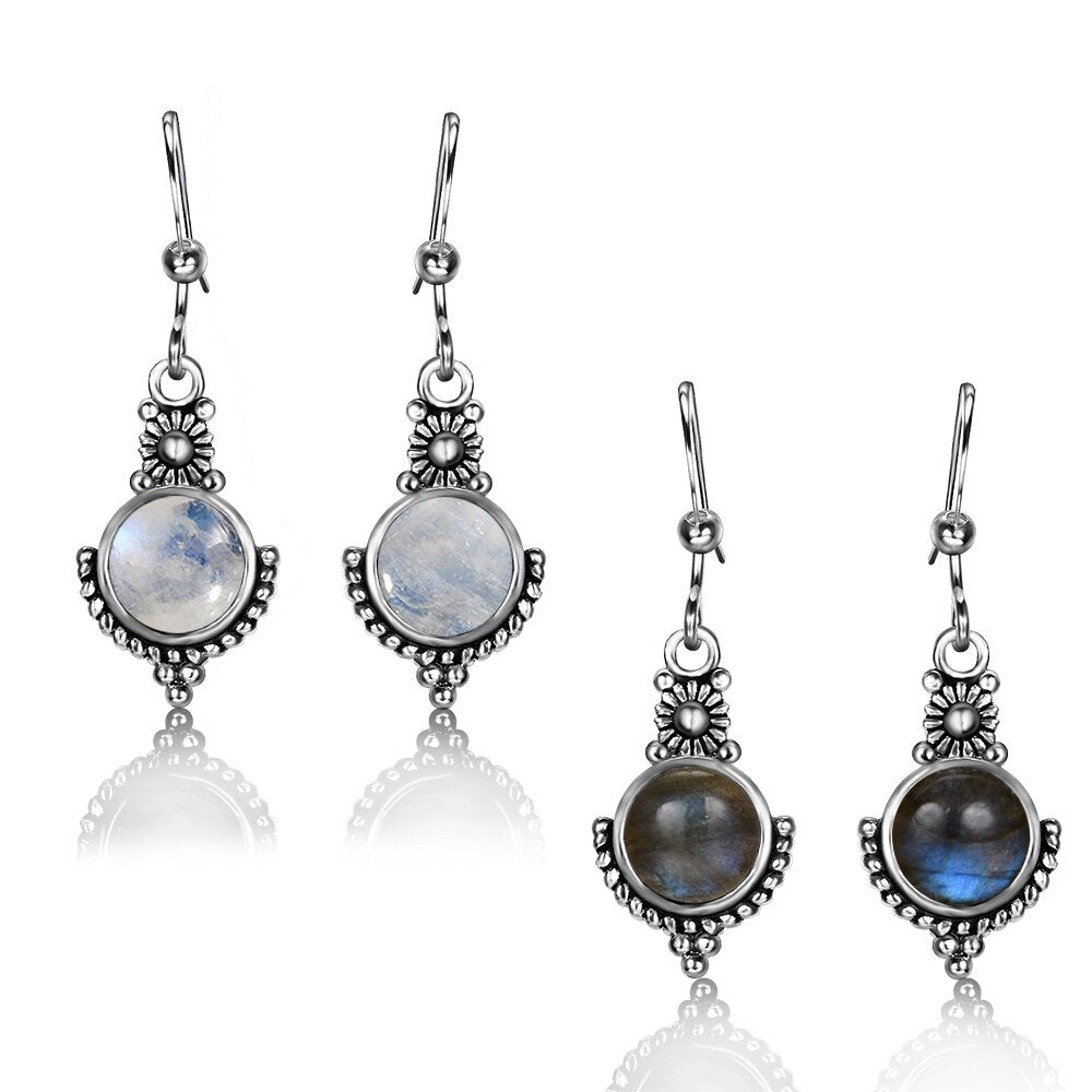 Earrings Bohemian Style Natural Moonstone Drop Women's Jewelry