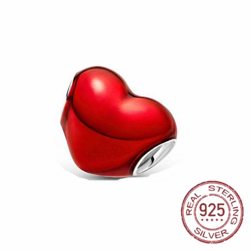 Bead New 925 Sterling Silver Golden Heart-Shaped Women Jewelry Beauty