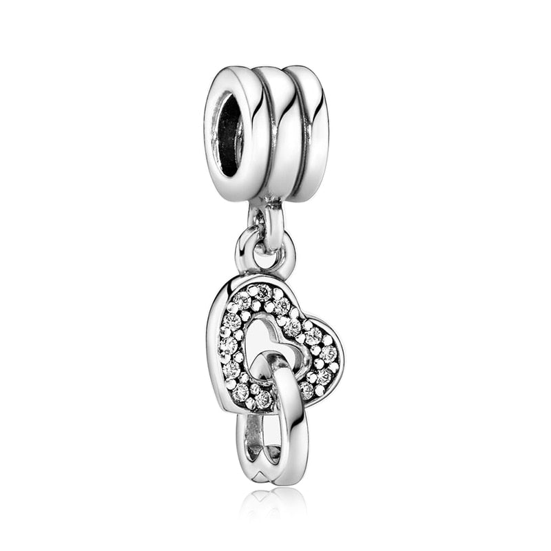 Bead New 925 Sterling Silver Golden Heart-Shaped Women Jewelry Beauty