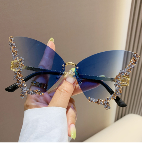 Diamond Butterfly Sunglasses Shades Sunlight Protection Style Design