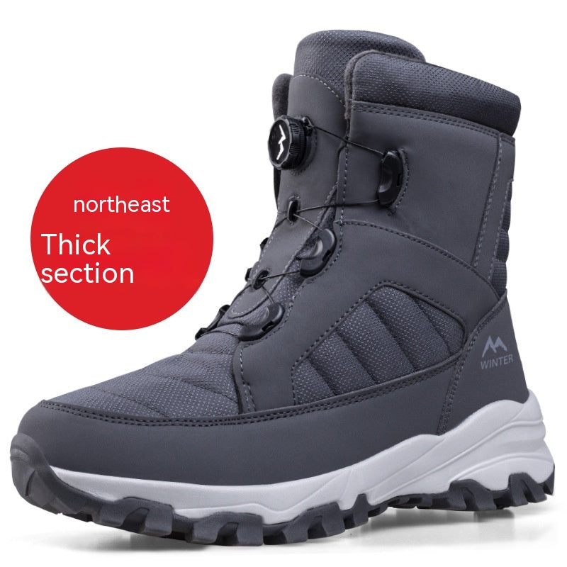 Boots Men's Button Snow Fleece-lined Thickened Women Footwear Design S