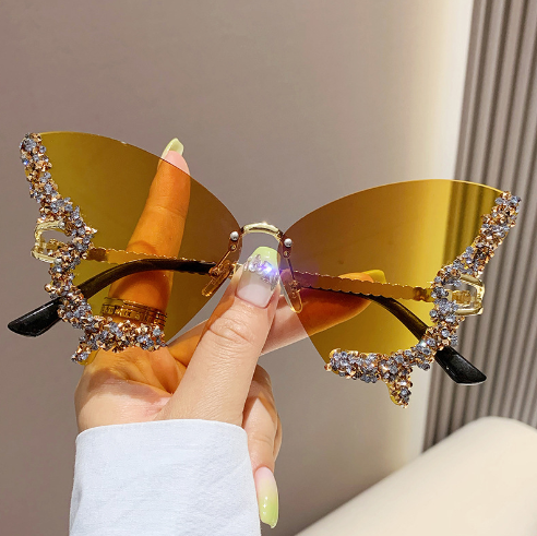 Diamond Butterfly Sunglasses Shades Sunlight Protection Style Design