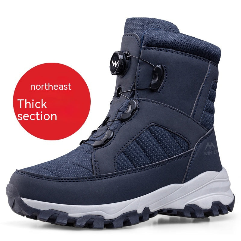 Boots Men's Button Snow Fleece-lined Thickened Women Footwear Design S