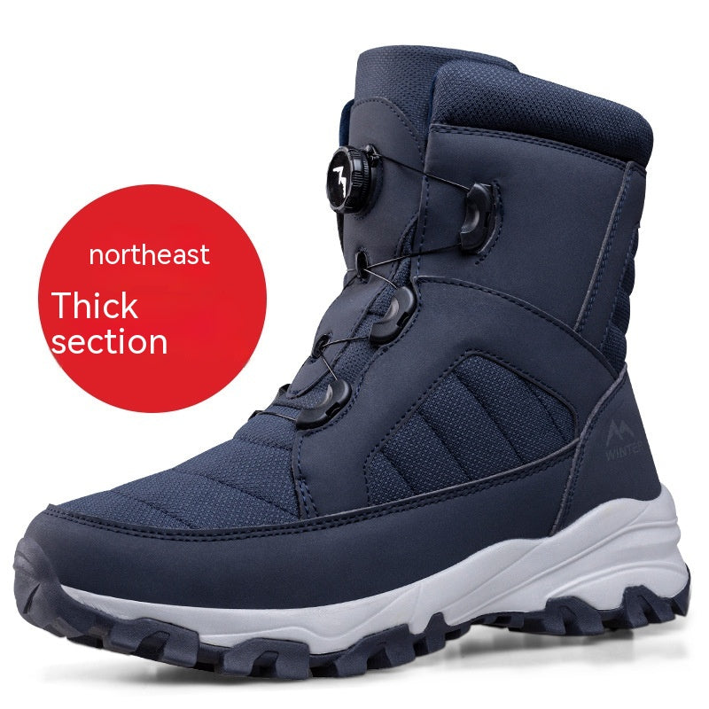 Boots Men's Button Snow Fleece-lined Thickened Women Footwear Design S