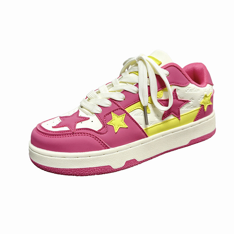Shoes Summer Ins Hong Kong Style Contrast Color Retro Five-pointed Sta