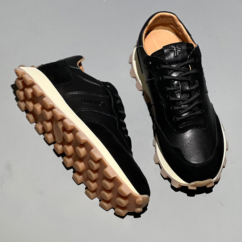 Shoes Mens Fashion Lace-up Head Leather Thick-soled Sports Footwear