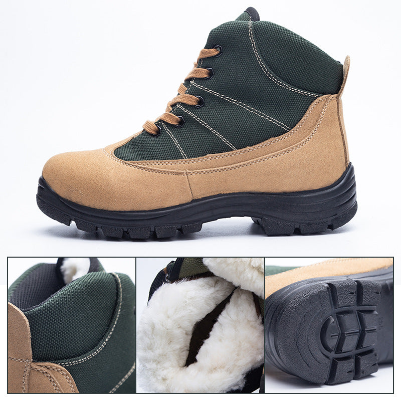 Boots Wool Men's Fleece-lined Thickened Fur Warm Footwear Comfortable