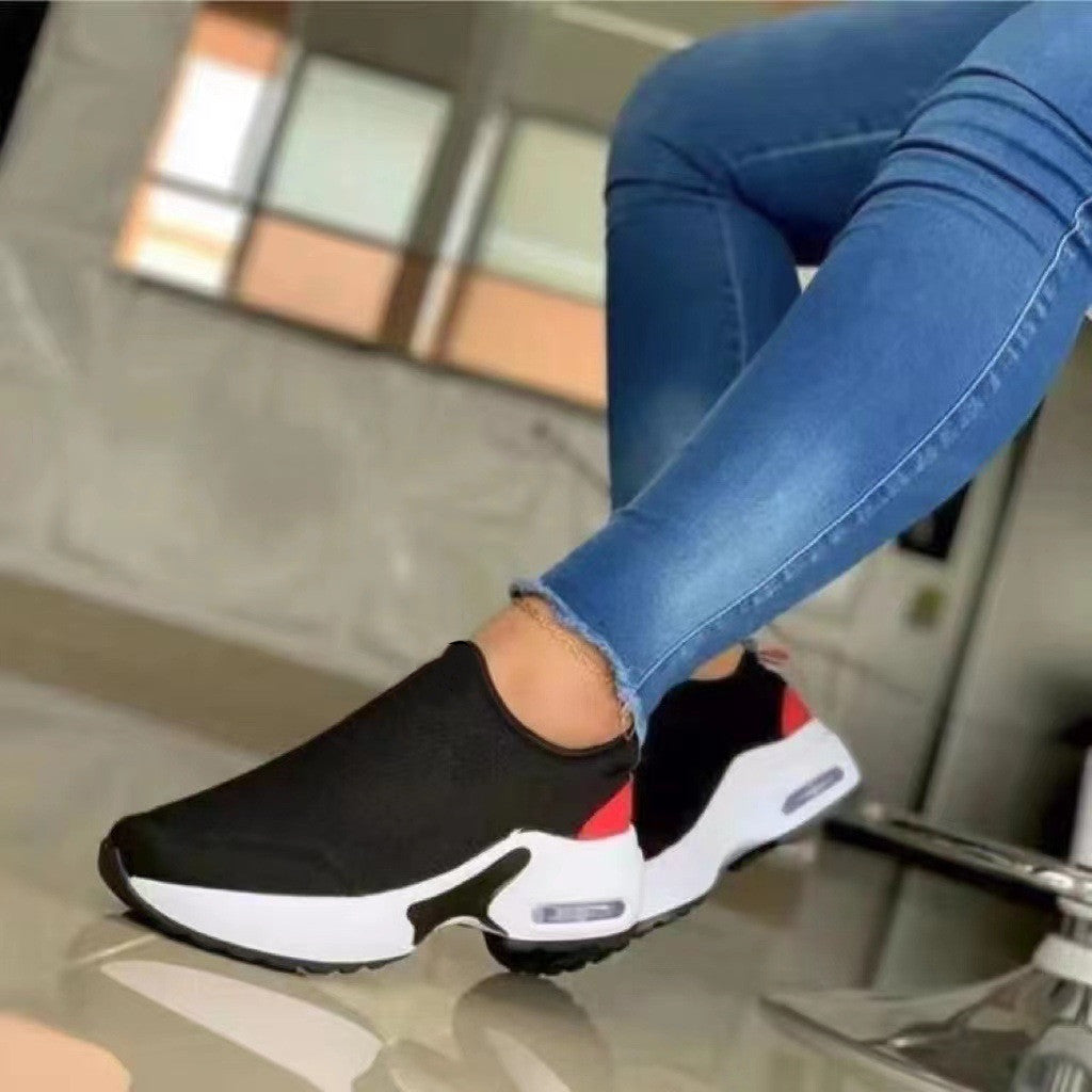 Sneakers Women's Fashion Stretch Round Toe Knit Footwear Design tyle