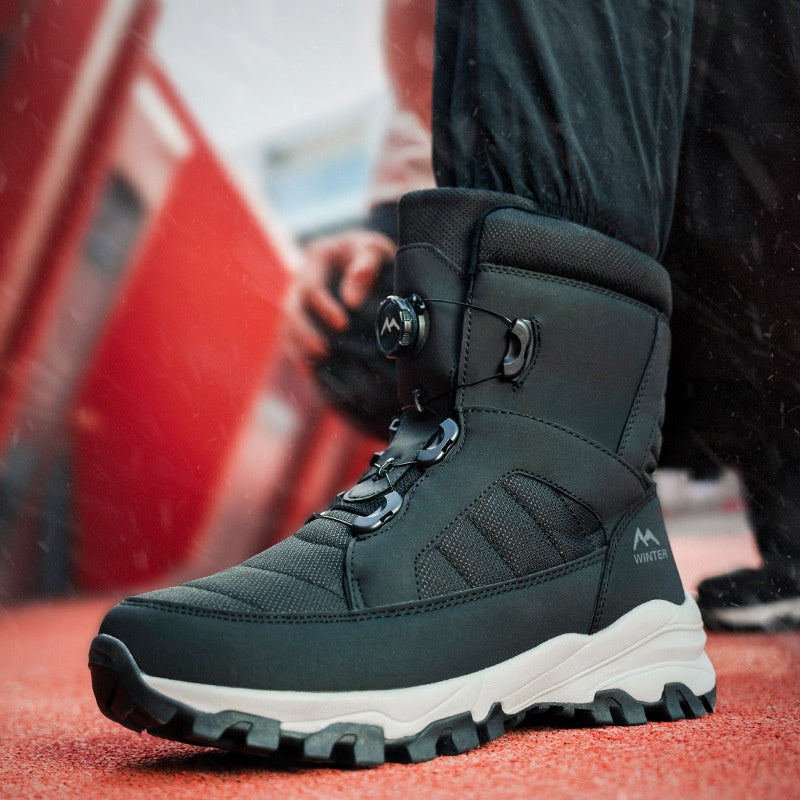 Boots Men's Button Snow Fleece-lined Thickened Women Footwear Design S