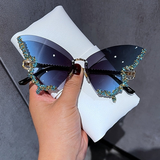Diamond Butterfly Sunglasses Shades Sunlight Protection Style Design