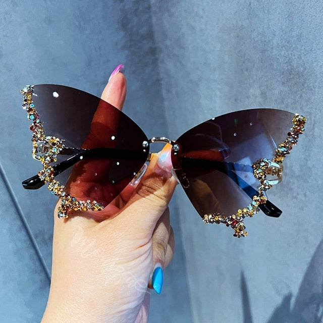 Diamond Butterfly Sunglasses Shades Sunlight Protection Style Design