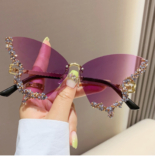 Diamond Butterfly Sunglasses Shades Sunlight Protection Style Design