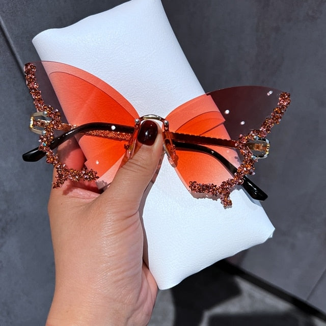 Diamond Butterfly Sunglasses Shades Sunlight Protection Style Design