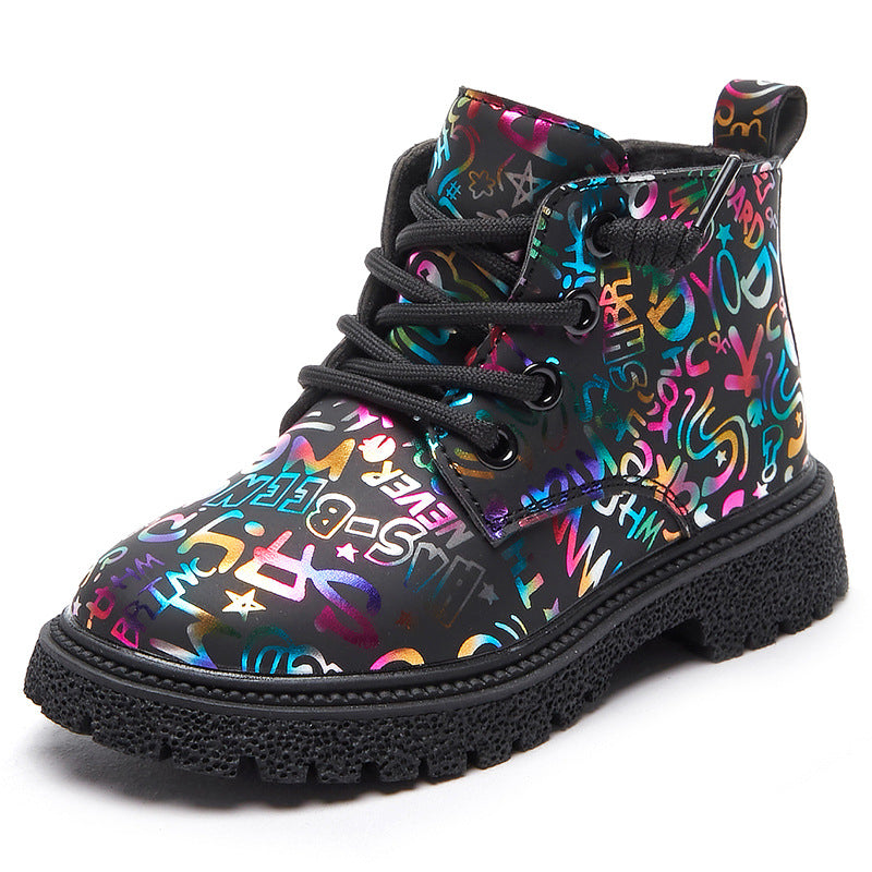 Boots British Style Princess Black Padded Footwear Sturdy Design Style