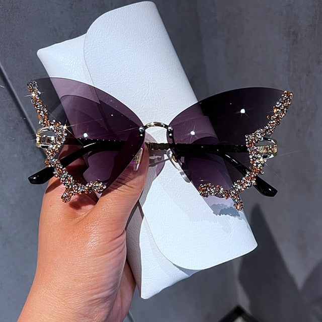 Diamond Butterfly Sunglasses Shades Sunlight Protection Style Design