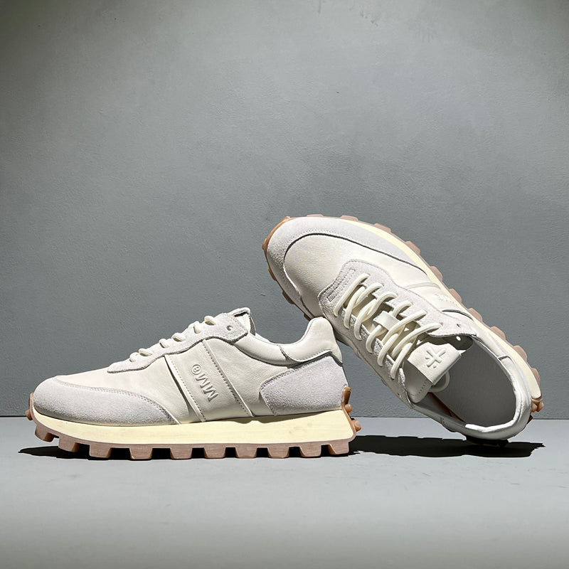 Shoes Mens Fashion Lace-up Head Leather Thick-soled Sports Footwear