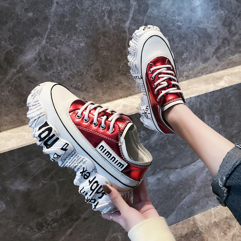 Sneakers Newspaper Trifle Bottom Trendy Casual Heightening Workout ABS