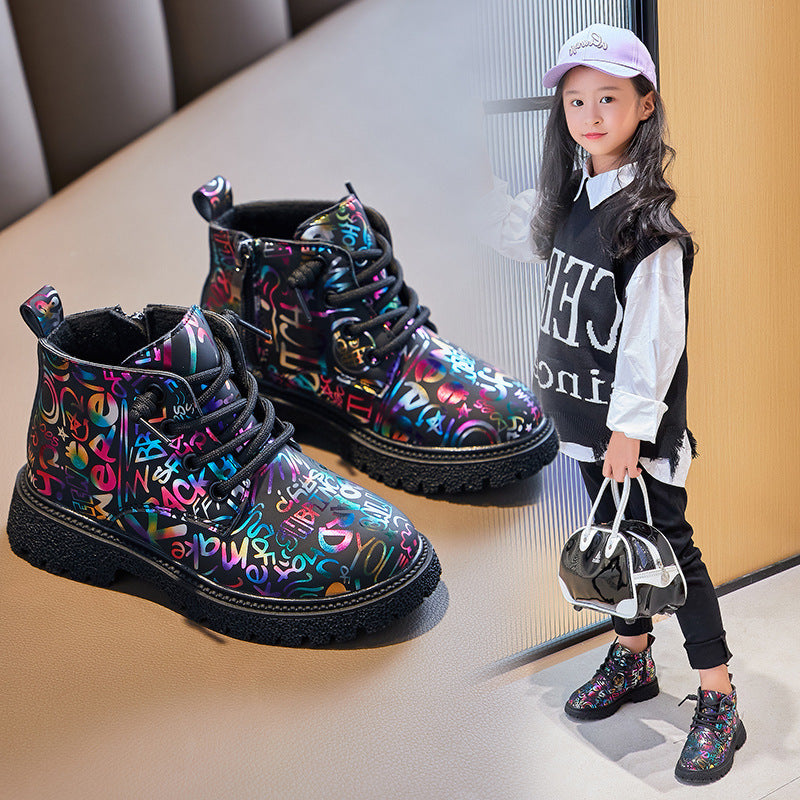 Boots British Style Princess Black Padded Footwear Sturdy Design Style
