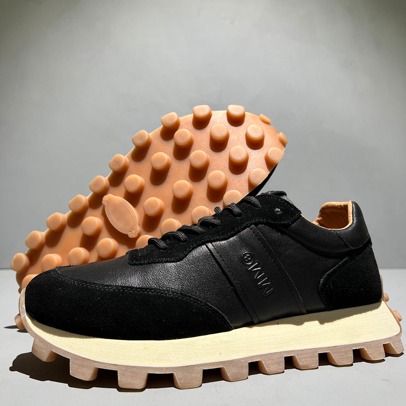 Shoes Mens Fashion Lace-up Head Leather Thick-soled Sports Footwear