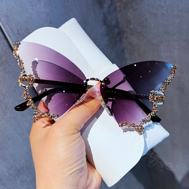 Diamond Butterfly Sunglasses Shades Sunlight Protection Style Design