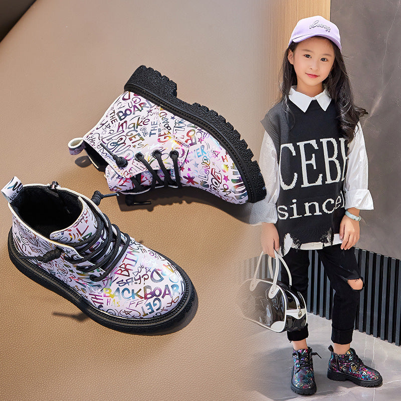Boots British Style Princess Black Padded Footwear Sturdy Design Style