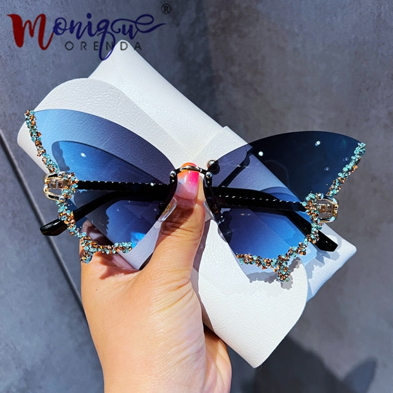 Diamond Butterfly Sunglasses Shades Sunlight Protection Style Design